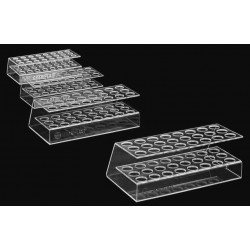 Gradilla para 24 tubos apilable en metacrilato transparente 26mm 300x170x110mm (Pr x An x Al)