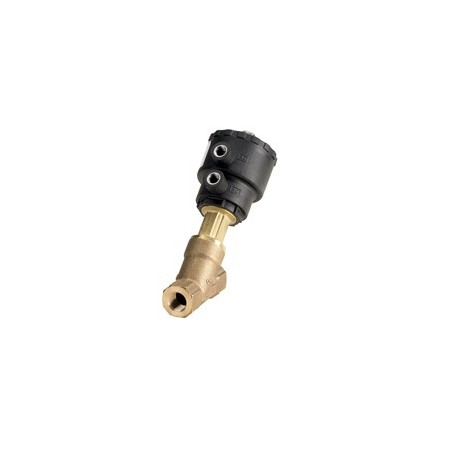 Válvula accionada ext. Asiento en ángulo Tipo AV210B 15G conexión G 12T Función: NC bronce 1/2"