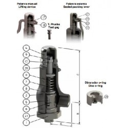 Válvula de seguridad TOSACA roscada 1216 INOX CF3M/316L DN1/2x3/4" 10Bar