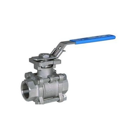 Valvula de Bola ECON INOX roscadas 3 piezas con BRIDA Montaje Directo 7444MD 316/PTFE F04/05 DN1"BSP