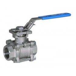 Valvula de Bola ECON INOX roscadas 3 piezas con BRIDA Montaje Directo 7444MD 316/PTFE F03/05 DN3/4"