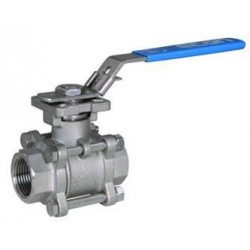 Valvula de Bola ECON INOX roscadas 3 piezas con BRIDA Montaje Directo INOX/PTFE 7644MD DN2 1/2" SW